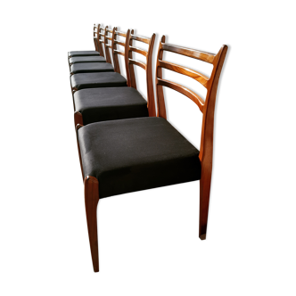 Lot de 6 chaises scandinave en teck des années 60