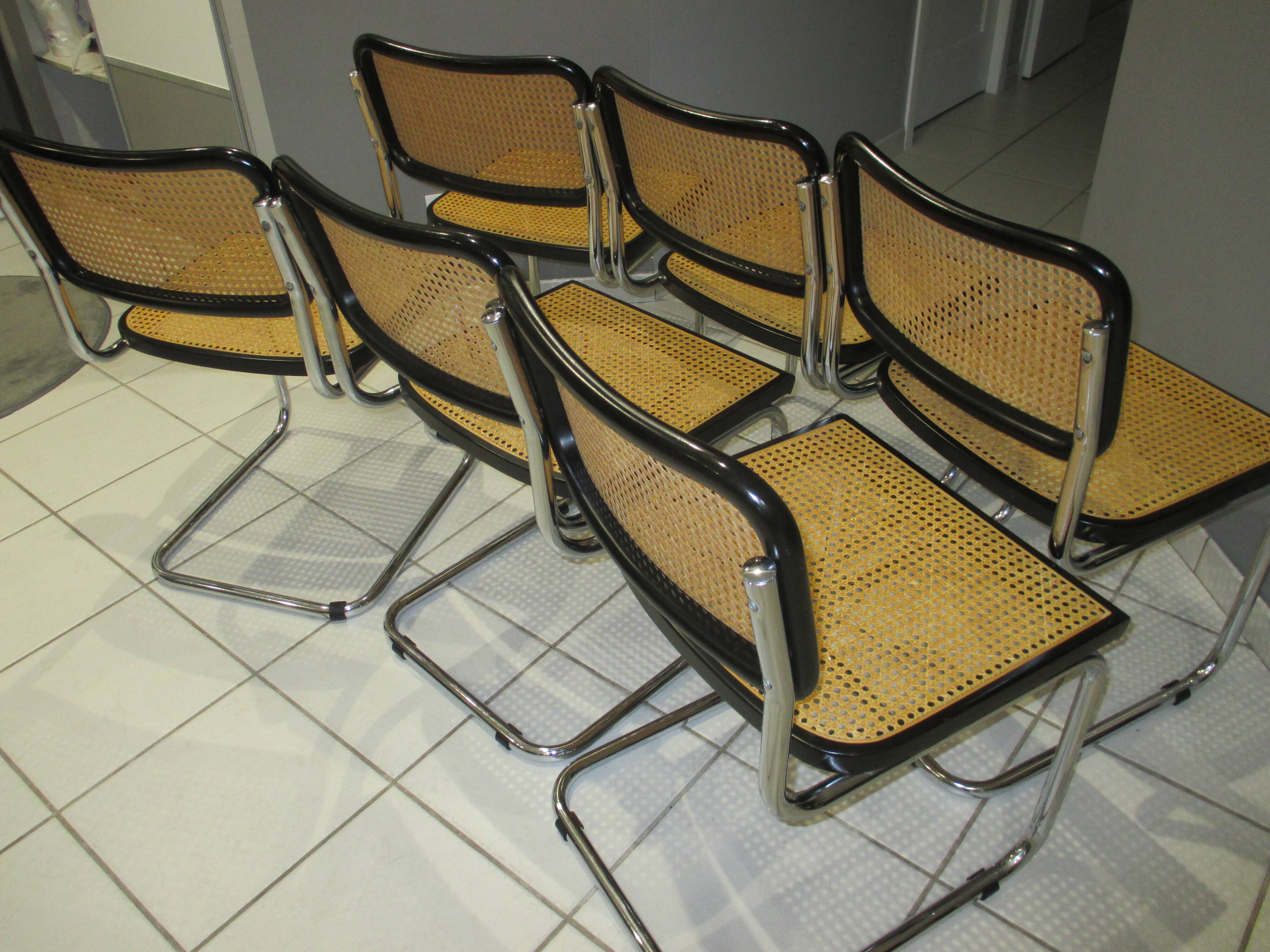 Set of 6 Cesca B32 chairs by Marcel Breuer 80s