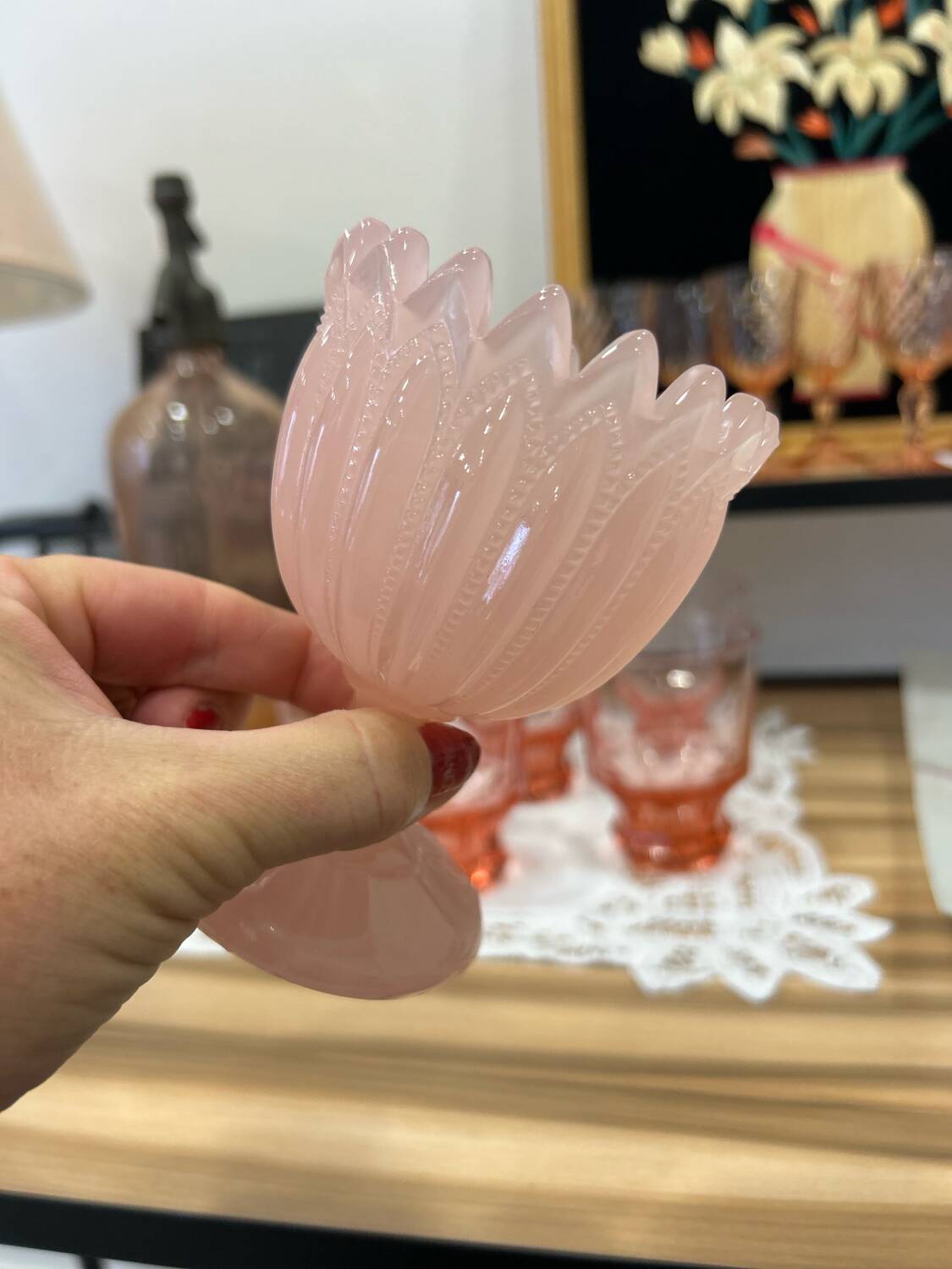 Portieux opaline stemmed bowl