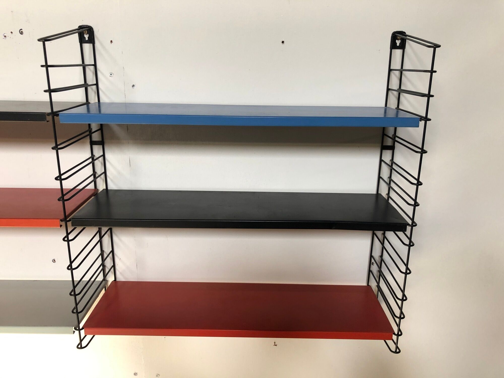 Vintage D. Dekker for Tomado Holland - Wall shelf with metal shelves
