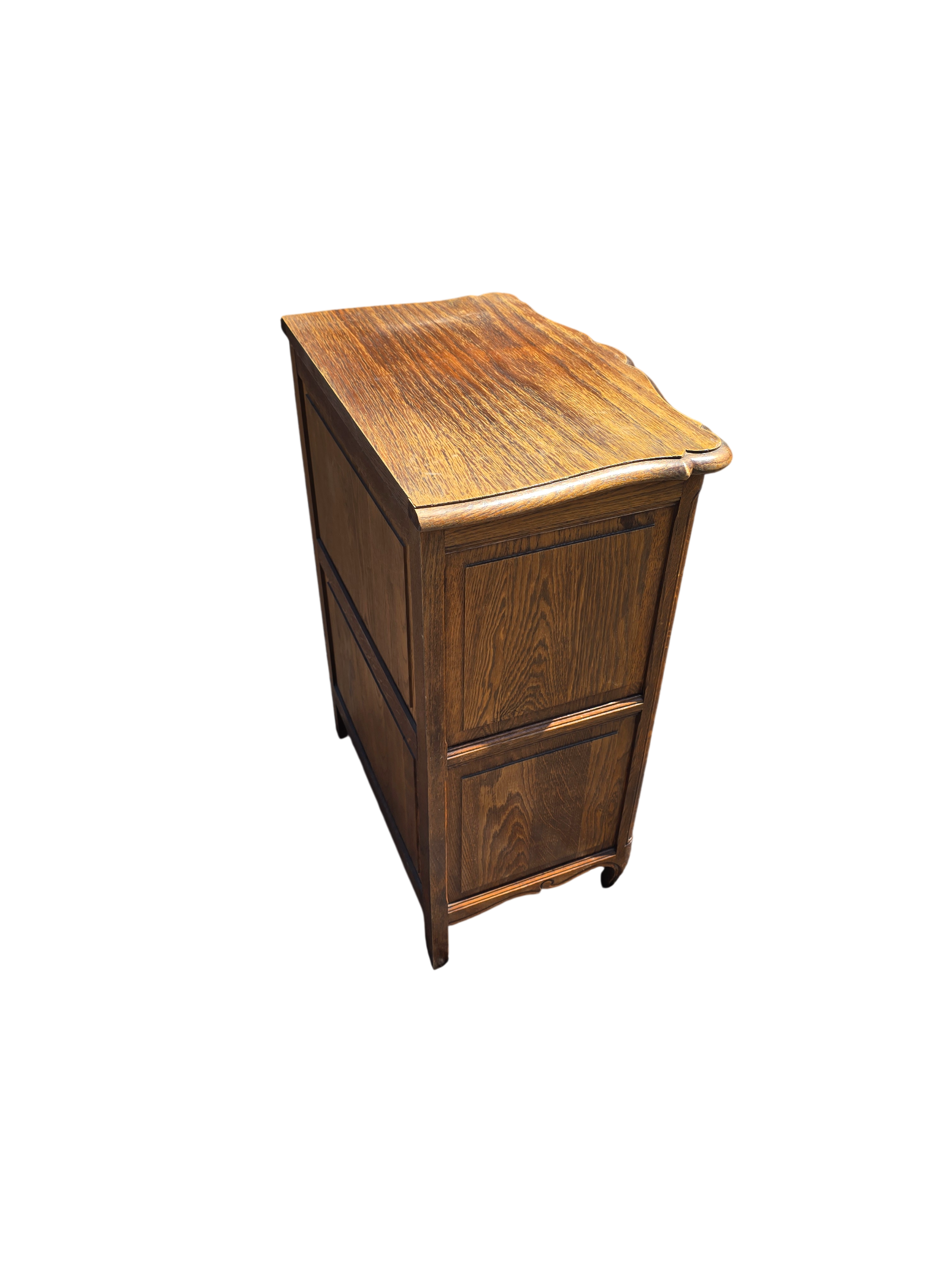 Small Louis XV bedside table in oak – niche and 3 drawers