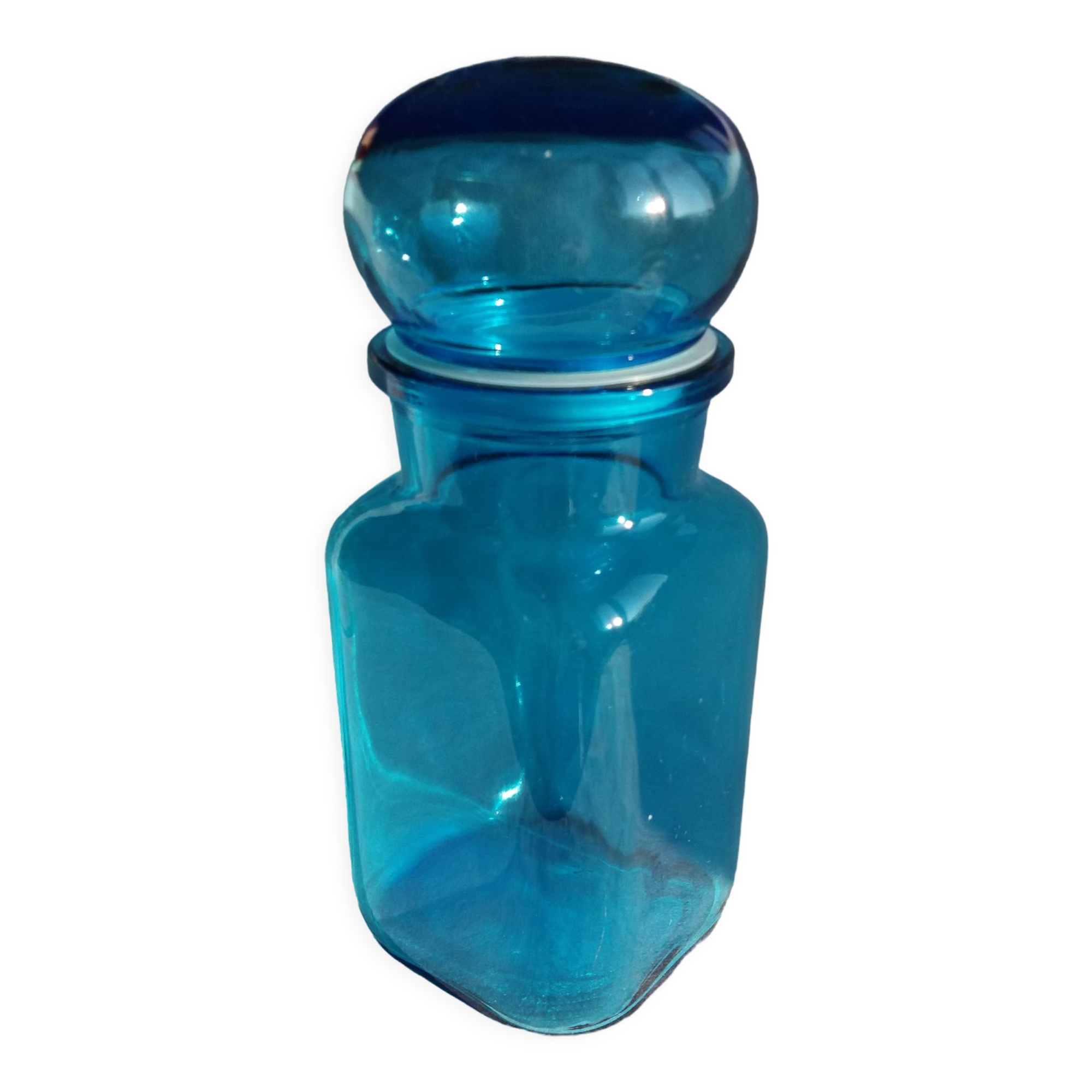 Apothecary bottle airtight blue glass jar