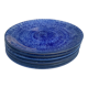 Set of 6 flat blue plates in Indian ceramic