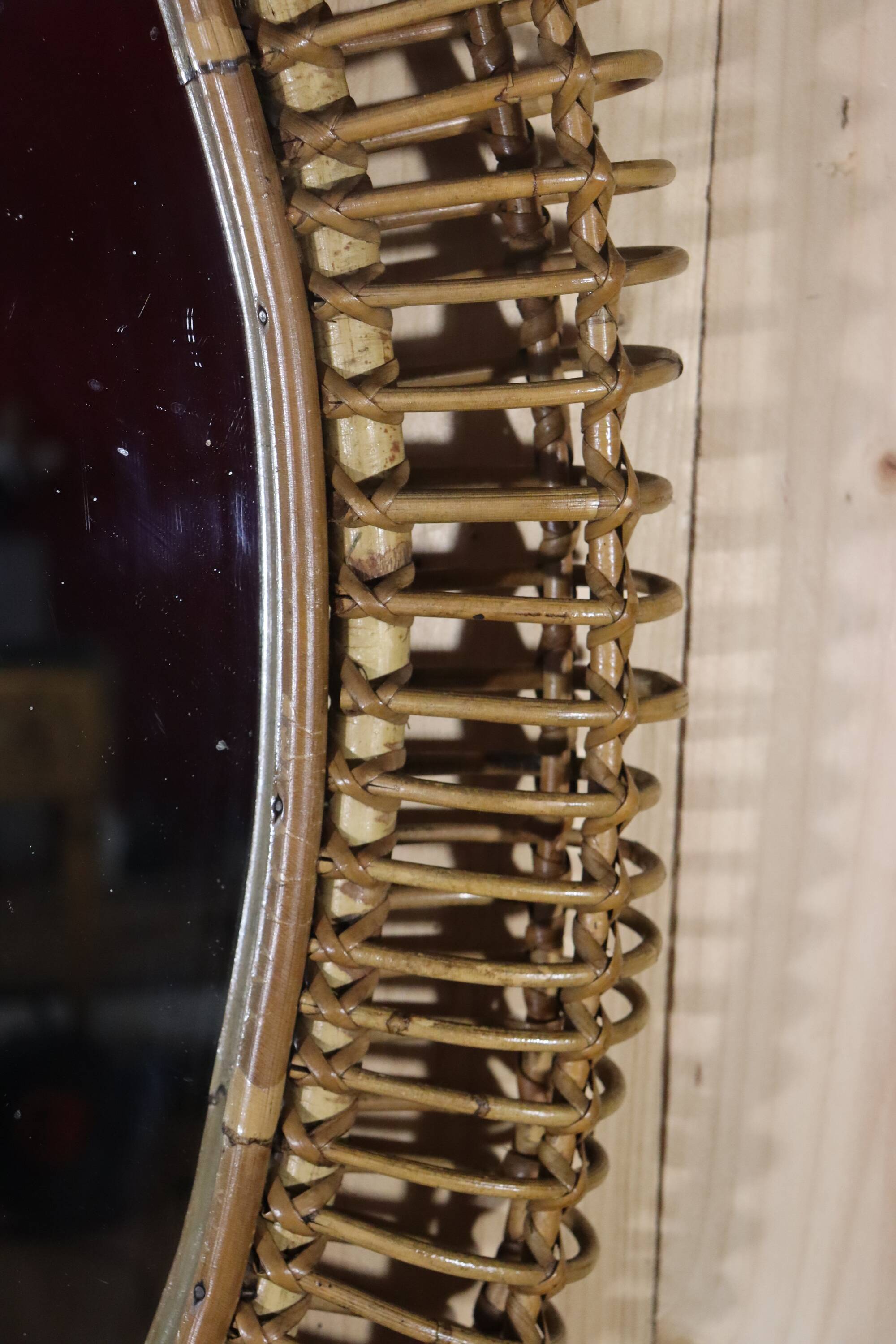 XXL rattan mirror by Franco Albini Italy