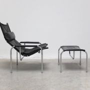 Reclining 'HE1106' lounge chair with ottoman by Hans Eichenberger for Strässle, 1978