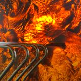 Range records or vinyl range in plexi, turtle scales effect, on wheels, 1970