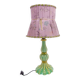 Murano turquoise lamp and pink silk lampshade 1940