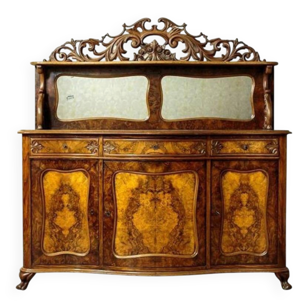 Buffet Rococo Revival en noyer et placage, 1850