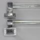 Pair of 1930s Czechoslovak Art Deco clear glass handles with metal mounts