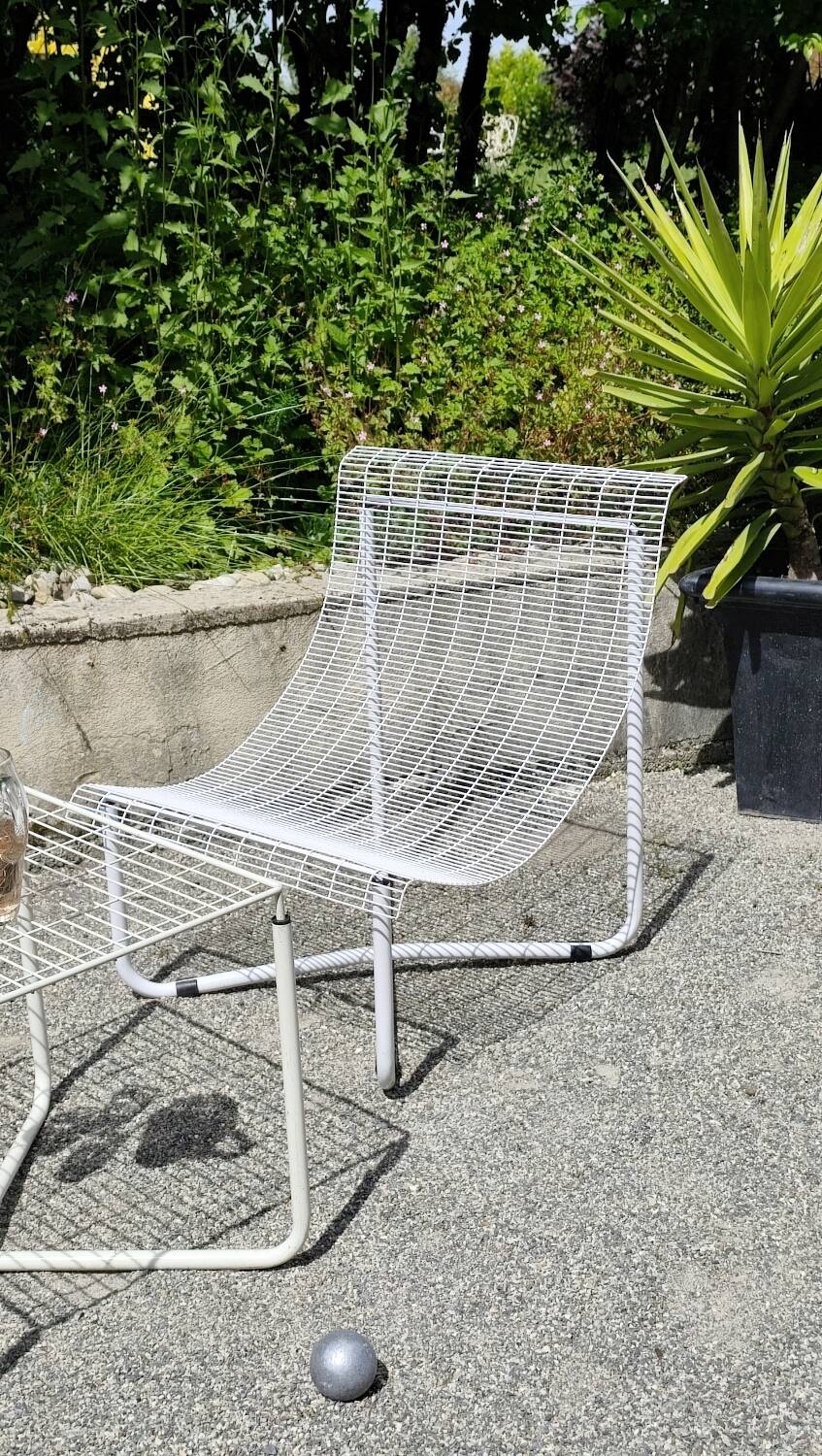 Garden furniture set with 2 vintage Habitat armchairs and 1 vintage Ikea table