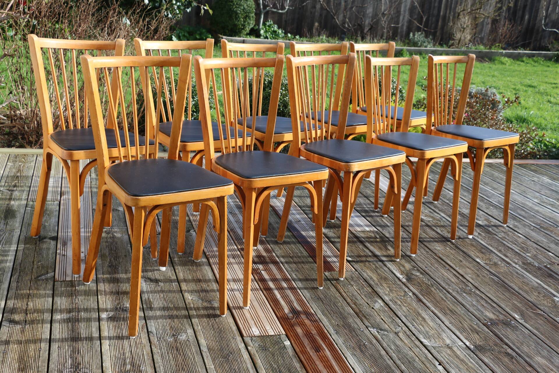 10 baumann chairs no. 12 black faux leather light beech