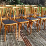 10 baumann chairs no. 12 black faux leather light beech