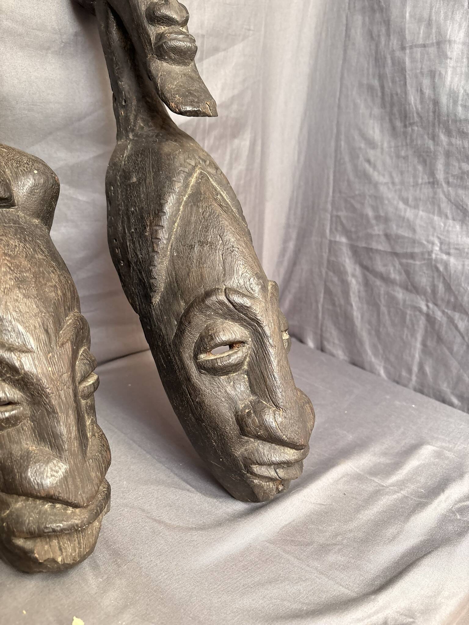 Ancient Pair Mask Helmet Dogon Bambara Mali Ceremony Ritual