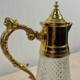 Crystal ewer with diamond tip and gilded metal - decanter - Italy 1930 - Art Deco