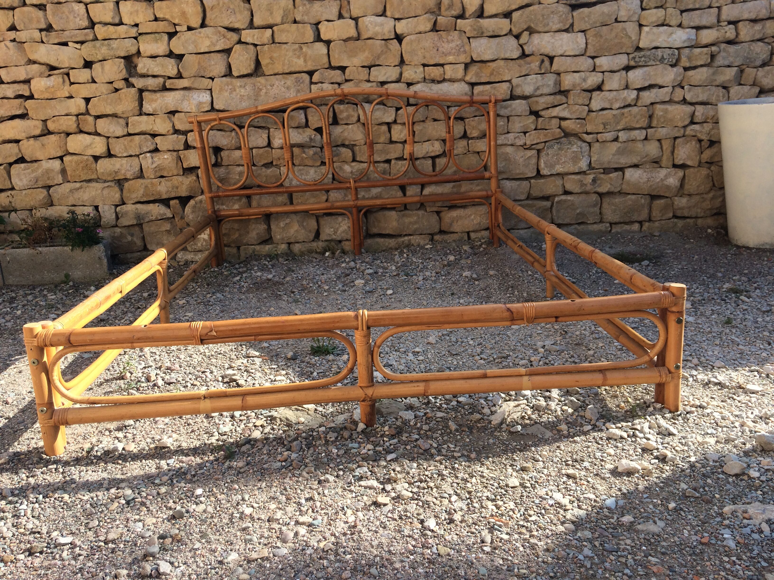 Vintage bamboo double bed