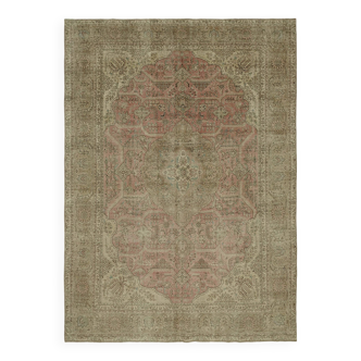 Antiquité persane nouée à la main Années 1970 292 cm x 396 cm Tapis de laine beige