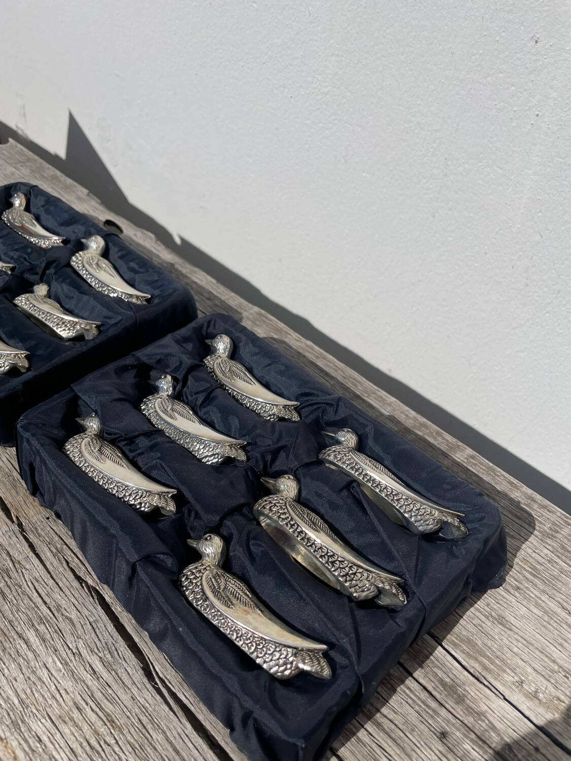 12 silver metal duck knife rests
