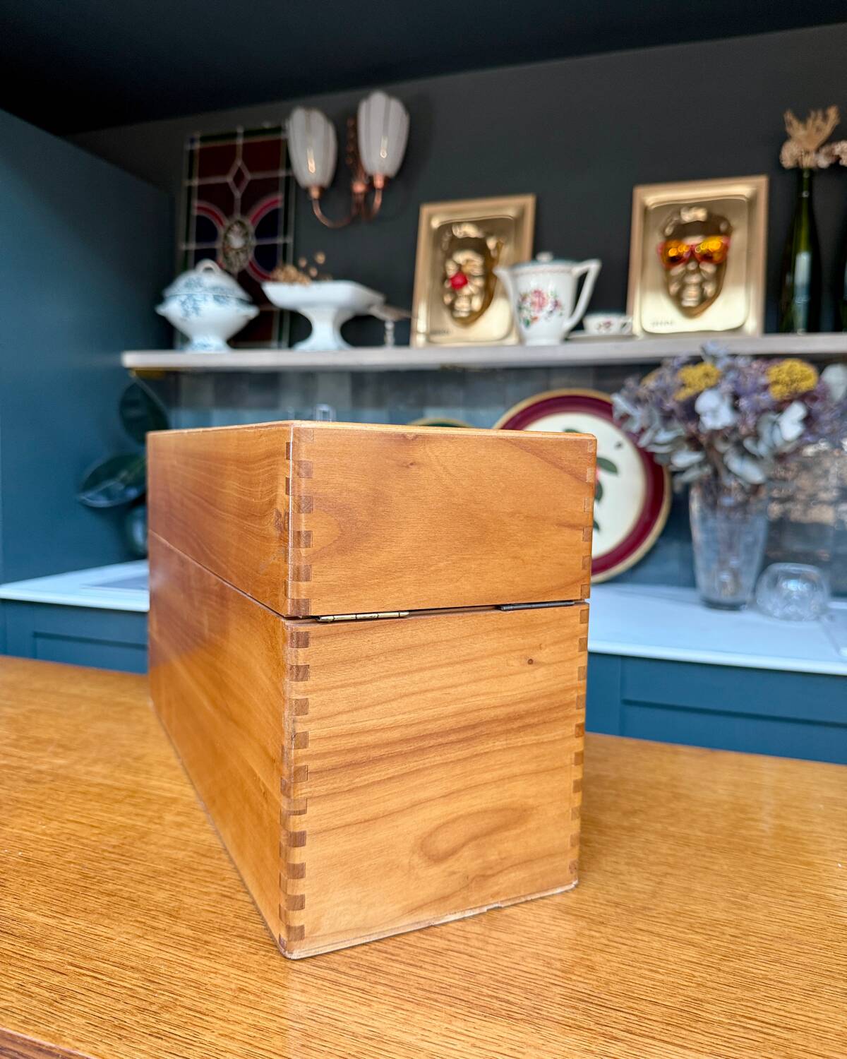 Large old wooden jug box