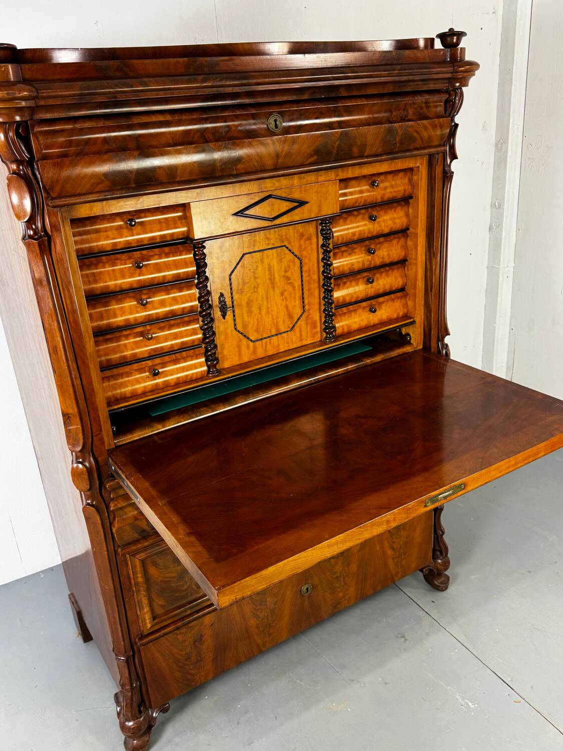 Well made Vintage Biedermeier Oak and Mahogany Secretaire desk, 1860