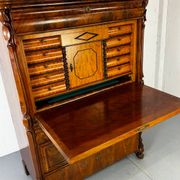 Biedermeier vintage oak and mahogany secretary desk, well-made, 1860.
