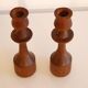 Pair of Scandinavian candle holders in teak 1960