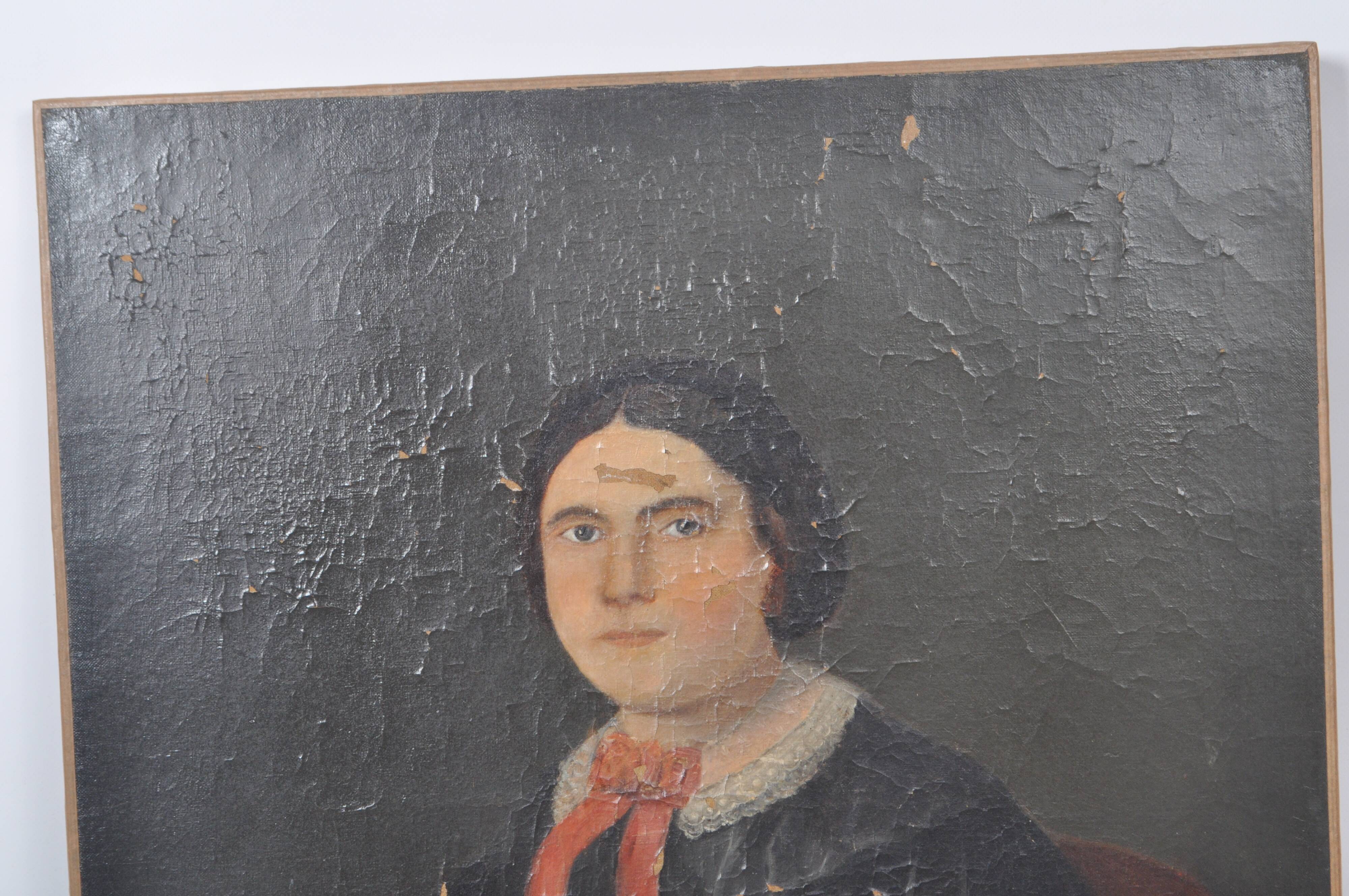 Huile sur toile portrait de femme