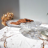 Plat à tarte en cristal vintage plat de service en cristal taillé ~ Présentoir à gateau ~ Centre d