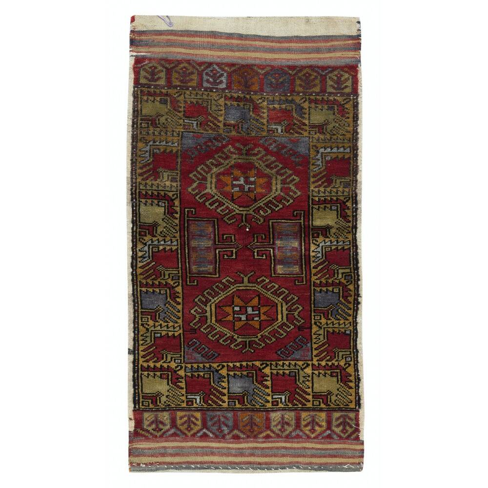 Vintage Scatter Rug, Dark Red Turkish Accent Rug, Door Mat, Handmade Bat Mat, Kitchen Rug