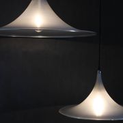 1970s Pair of Guzzini "Trumpet" Pendant Lamps by Meblo , Italy