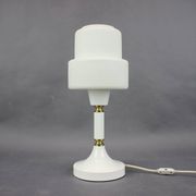 Lampe de Table en Verre Opalin et Laiton Drukov Brno, Tchécoslovaquie, 1970s