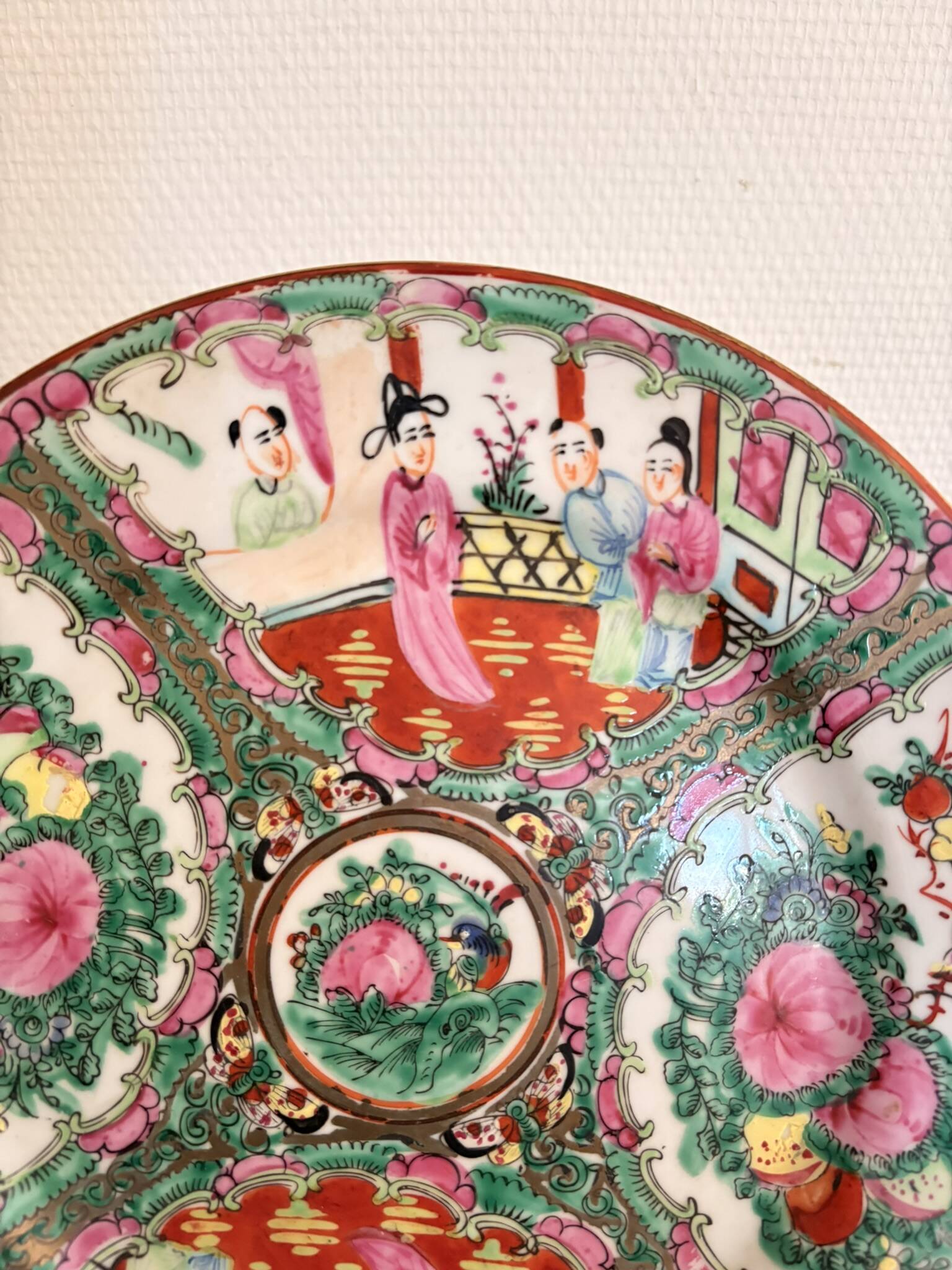 Old Rose Family Pewter Dish Empty Pocket Peony Hong Kong