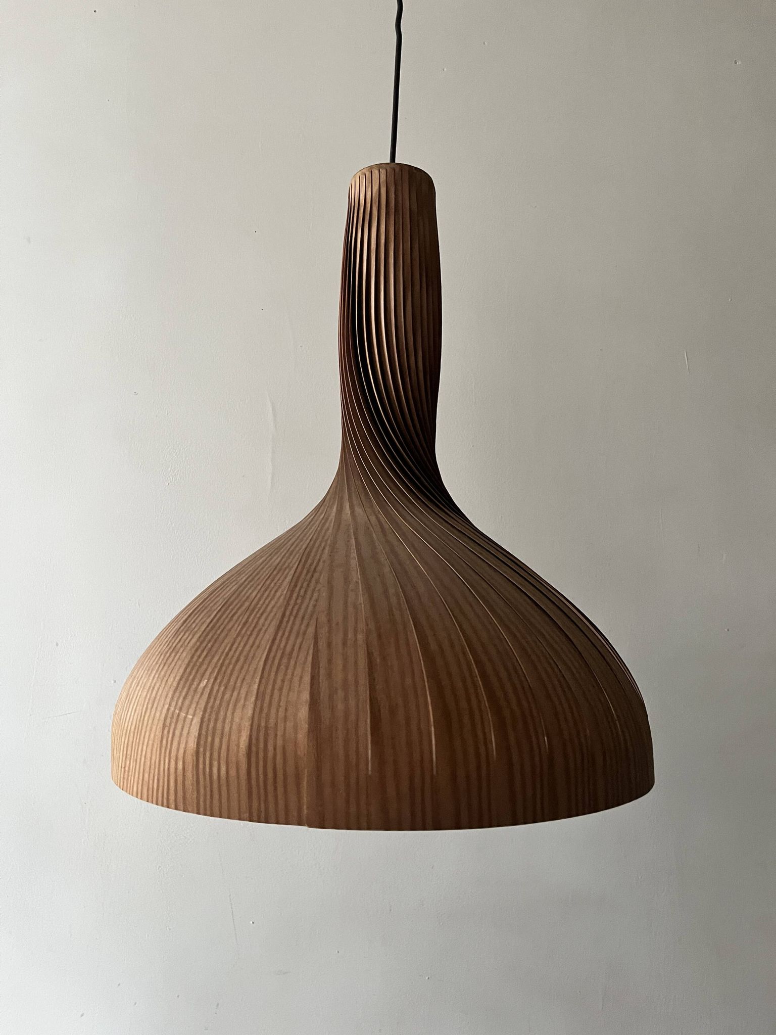 Scandinavian wooden pendant light by Hans-Agne Jakobsson, Suede design 1960