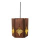 Older hanging lamp, made of metal with yellow prisms.