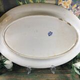 Oval dish Longwy model Louis XV white and blue 1850