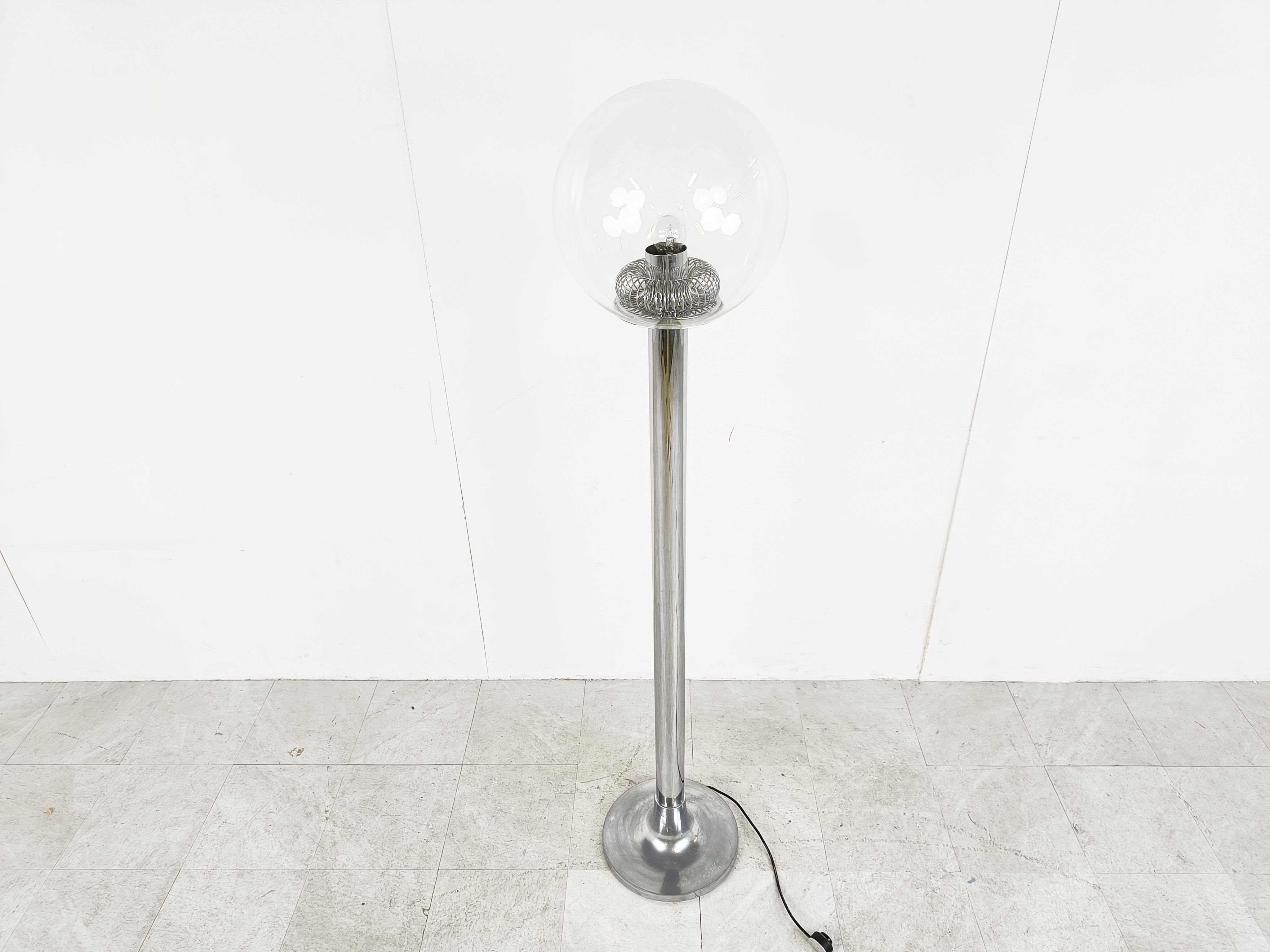 Vintage chrome and glass floor lamp, 1970s