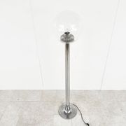 Lampe de sol vintage en chrome et verre, années 1970