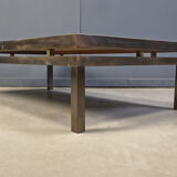 Vintage etched brass coffee table signed by Willy Daro, 1970s