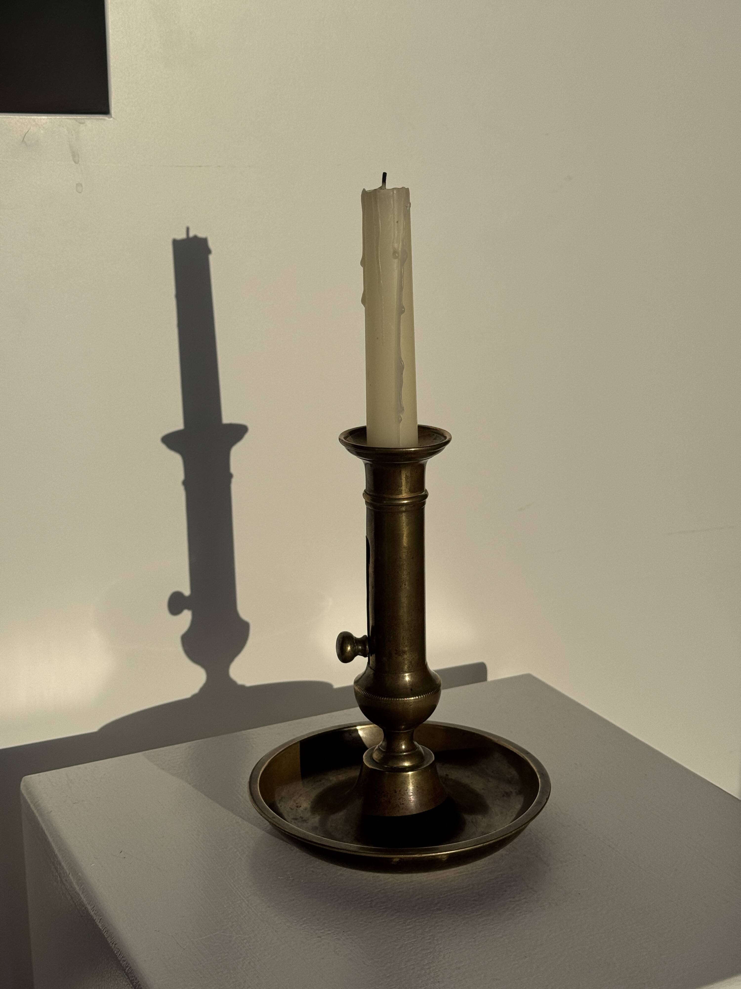 Large adjustable antique gold candlestick H20 D10