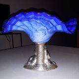 Glass and metal fruit bowl