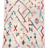 Berber rug Boujaad ecru with colorful patterns 279x188cm