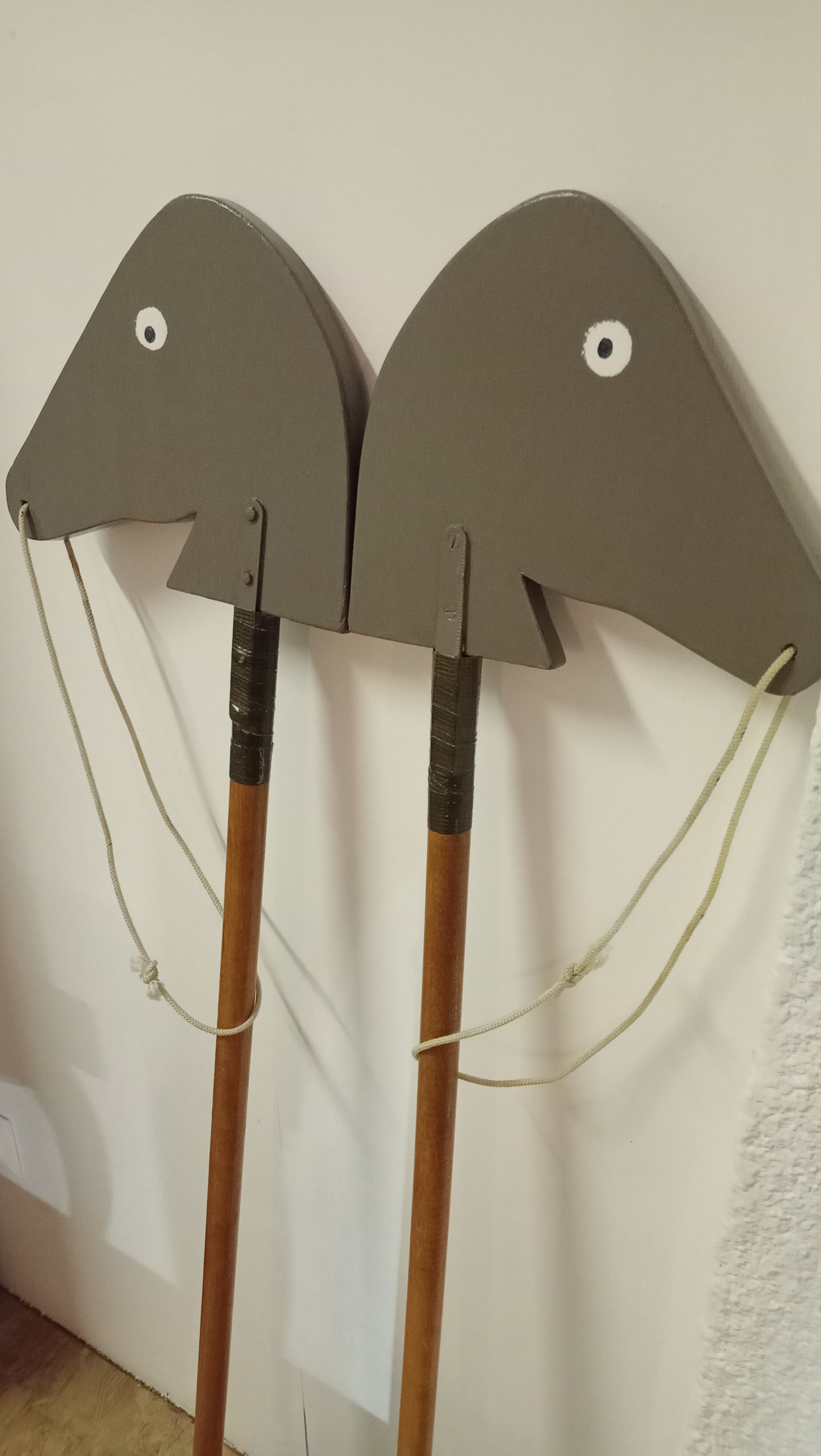 Wooden horses stick on wheels