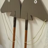 Wooden horses stick on wheels