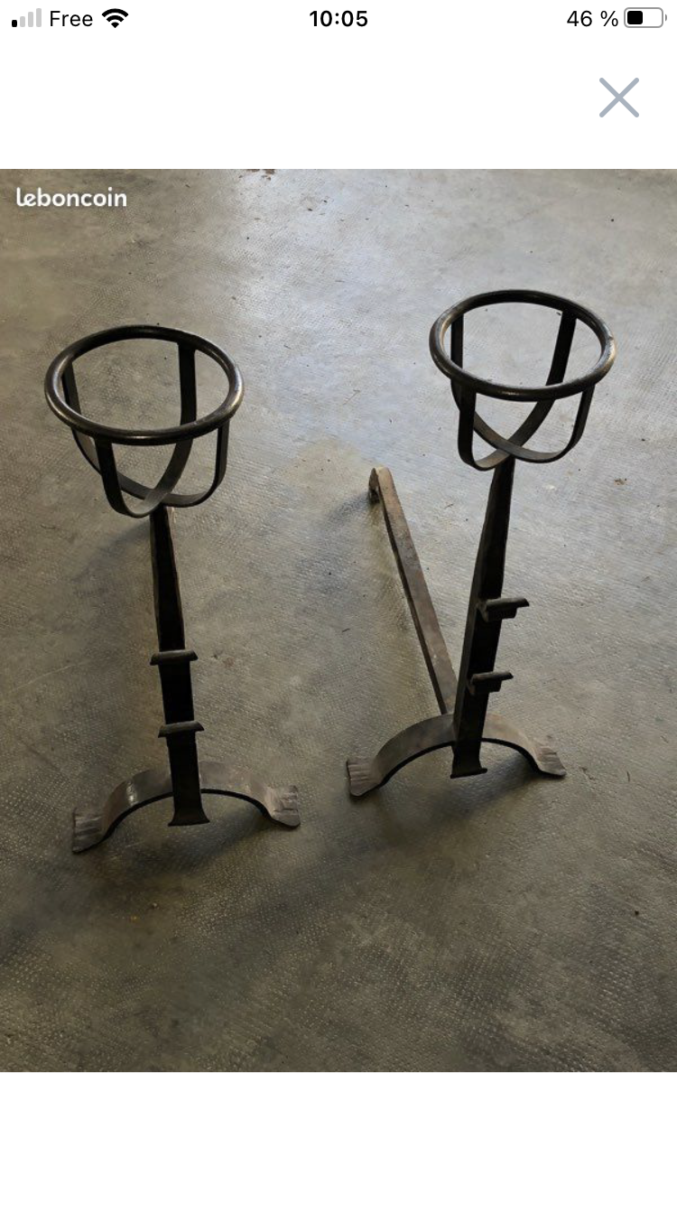Pair of 18th century wrought iron andirons