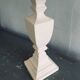 Wood and plaster lamp, new 2M cable, raffia lampshade