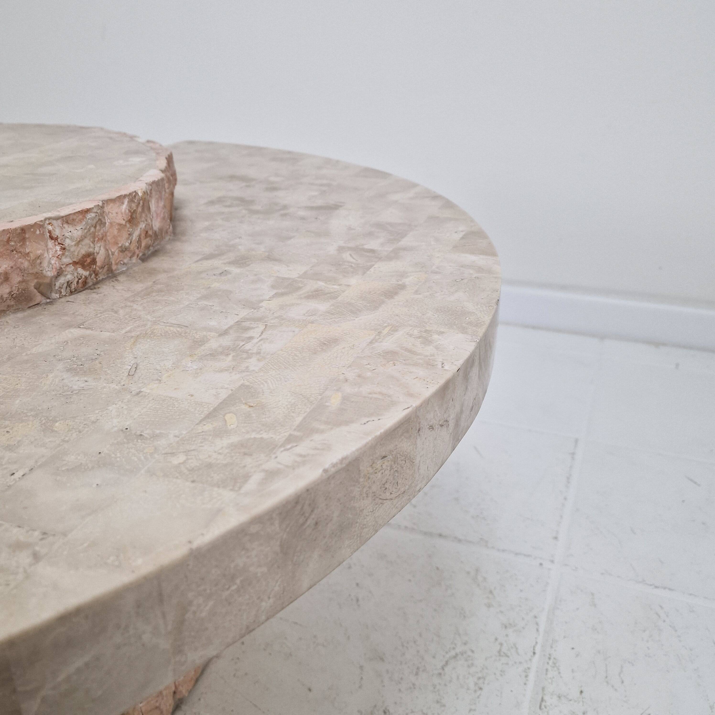 Round Mactan or Fossil Stone Coffee Table by Magnussen Ponte, 1980s