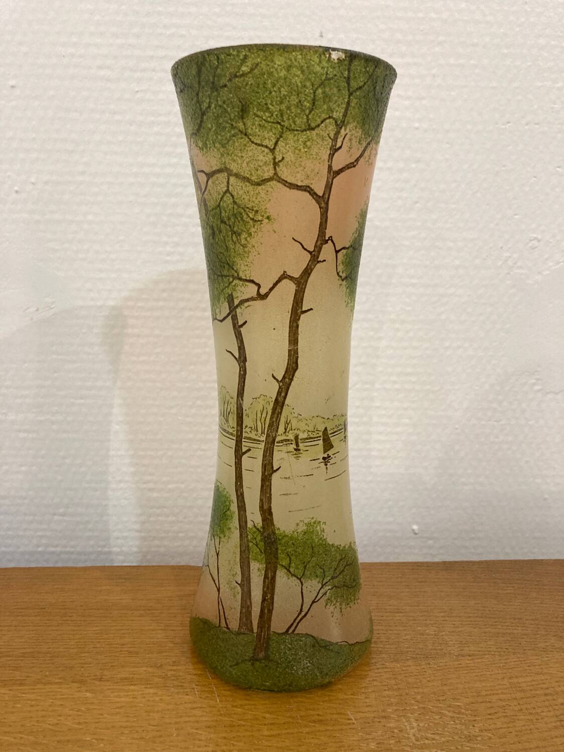 Enameled glass vase “lake landscape” François Théodore Legras