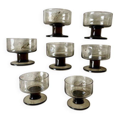 7 verres à pied coupes verre fumé Mobil
