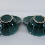 Set of 2 vintage green cups + saucers