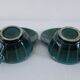 Set of 2 vintage green cups + saucers