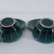 Lot de 2 tasses + soucoupes vintage vertes